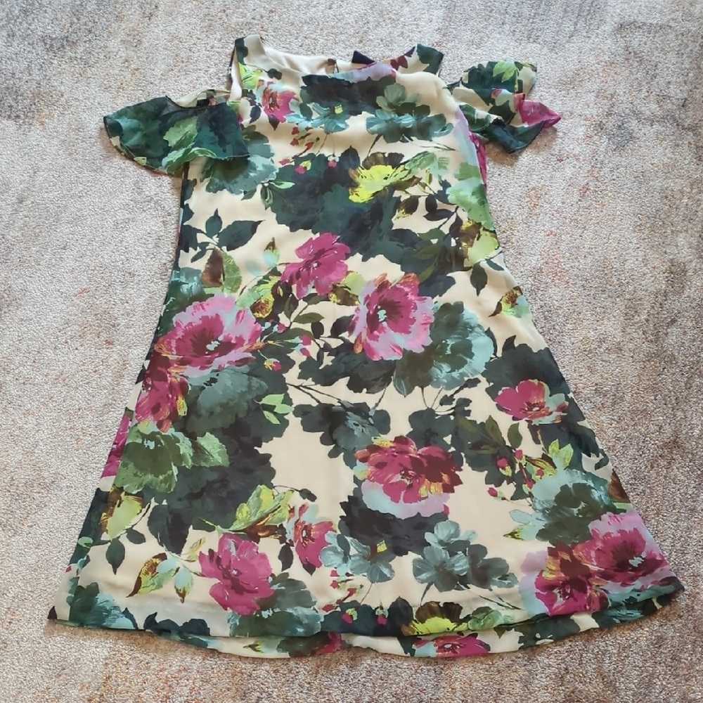 Taylor Dress with Green and Pink Floral Pattern